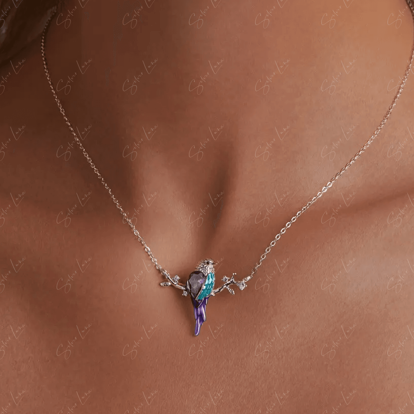 mocking bird pendant necklace