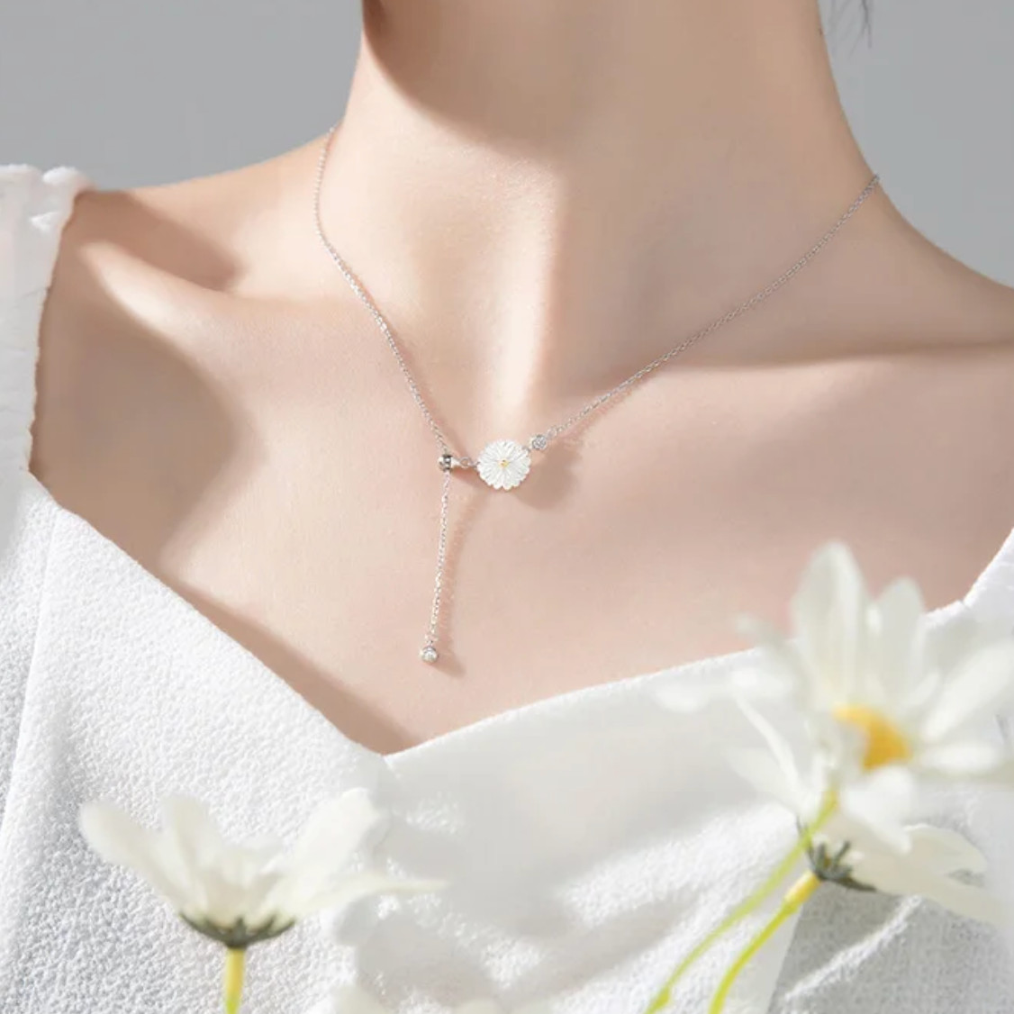 daisy flower choker necklace