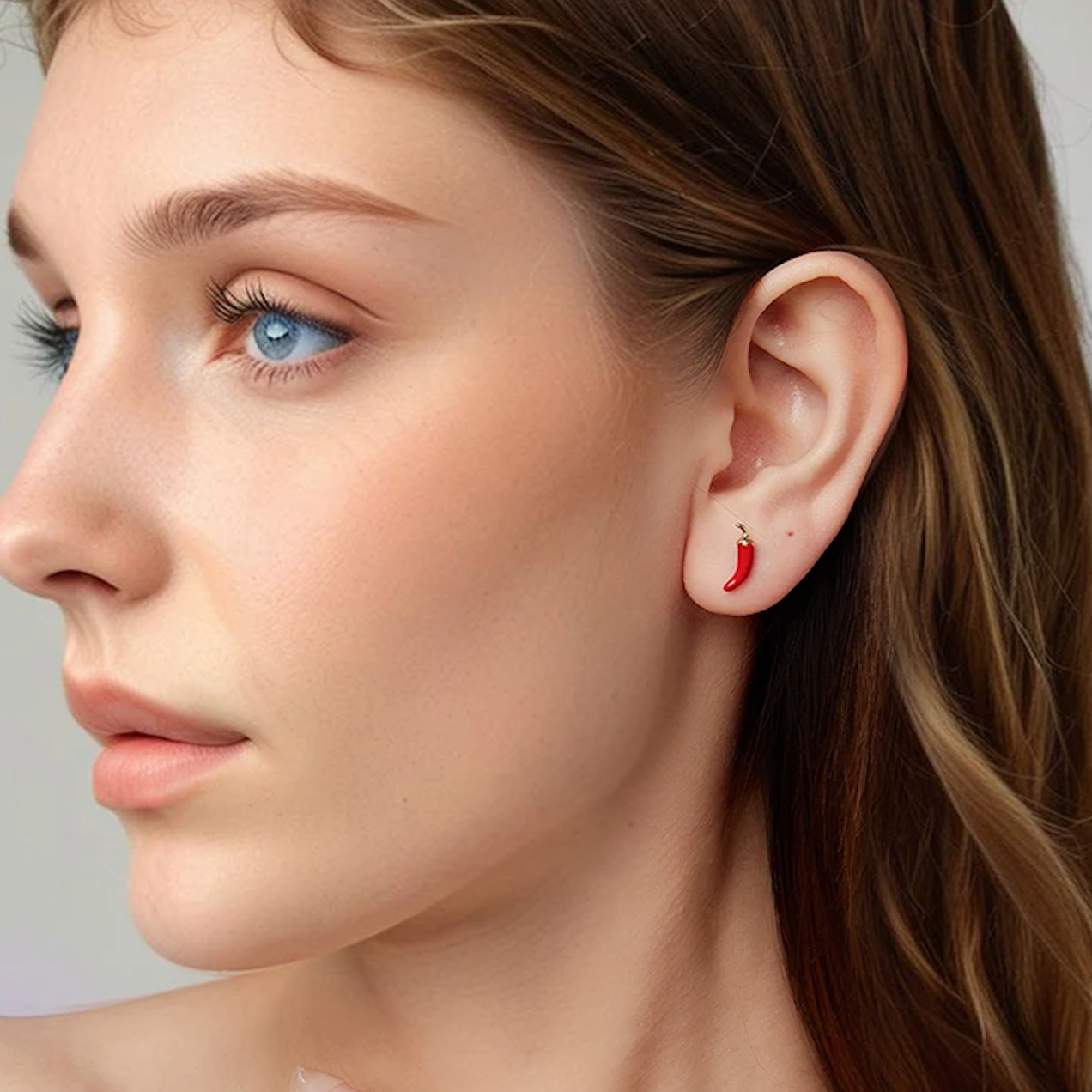 Red Chili Pepper Stud Earrings in 925 Sterling Silver