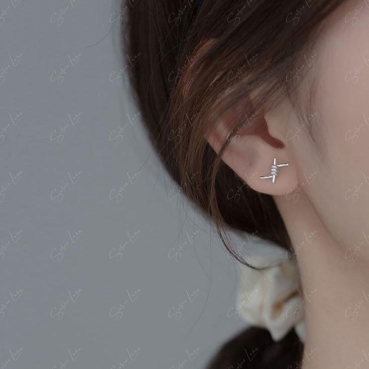 Unique twisted wire sterling silver stud earrings