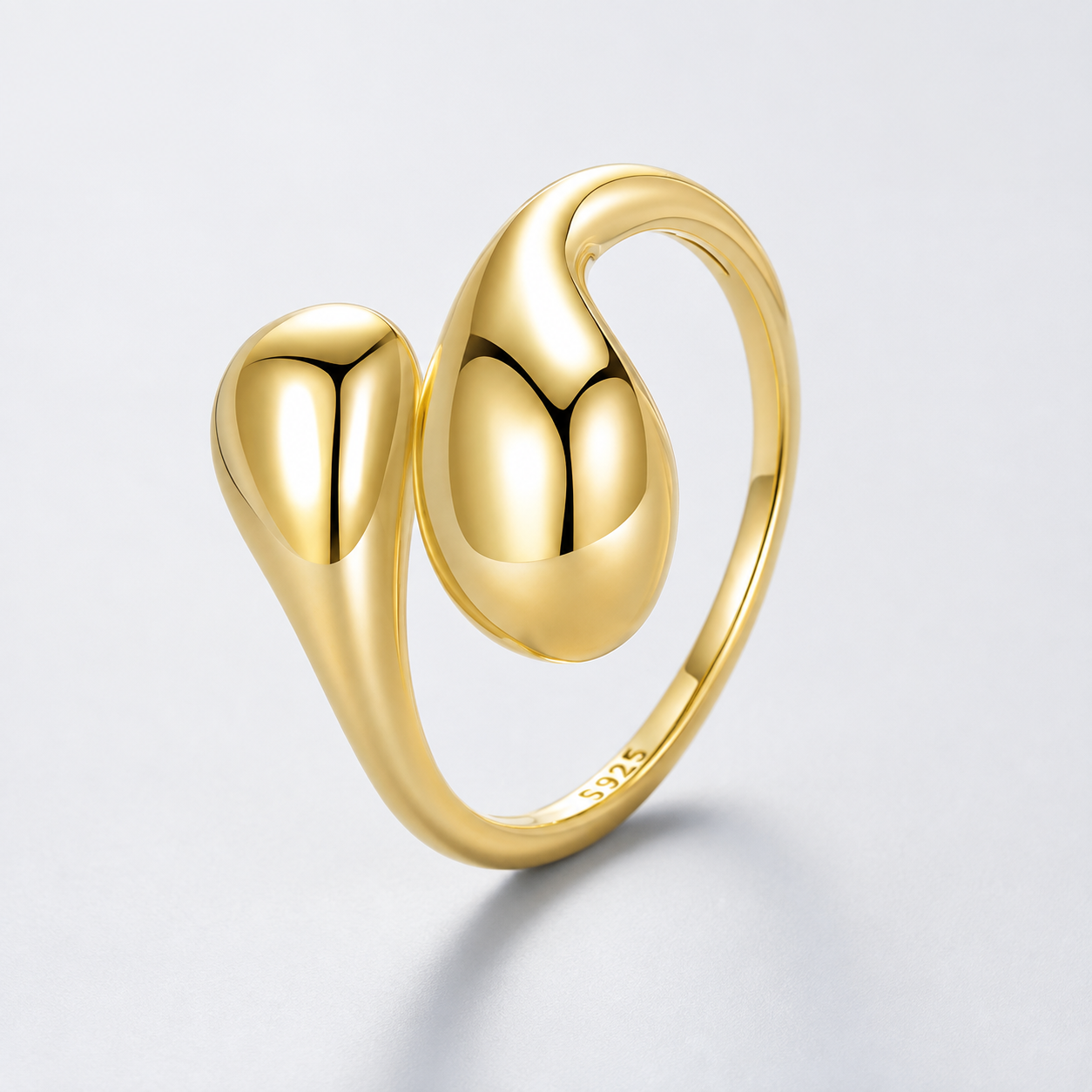 Sterling Silver Abstract Teardrop Open Ring