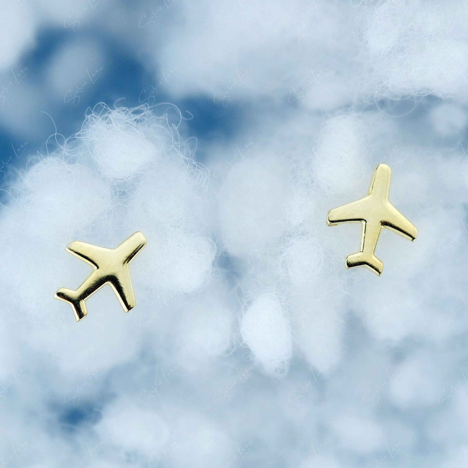 airplane sterling silver stud earrings