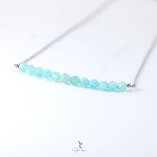 Amazonite gemstone row pendant necklace