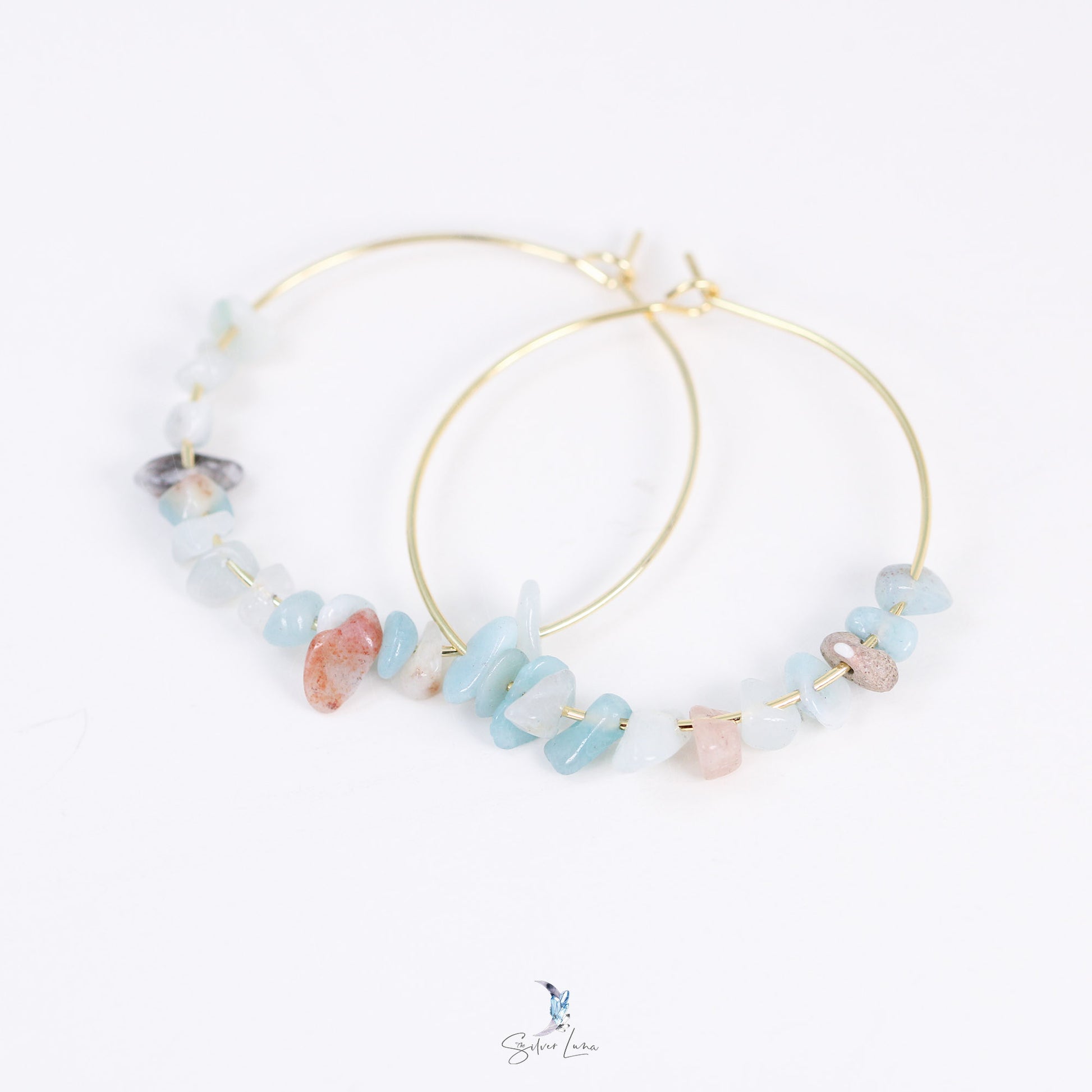 amazonite hoop earrings