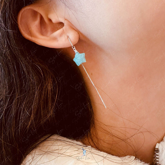 Amazonite star ear threader earrings