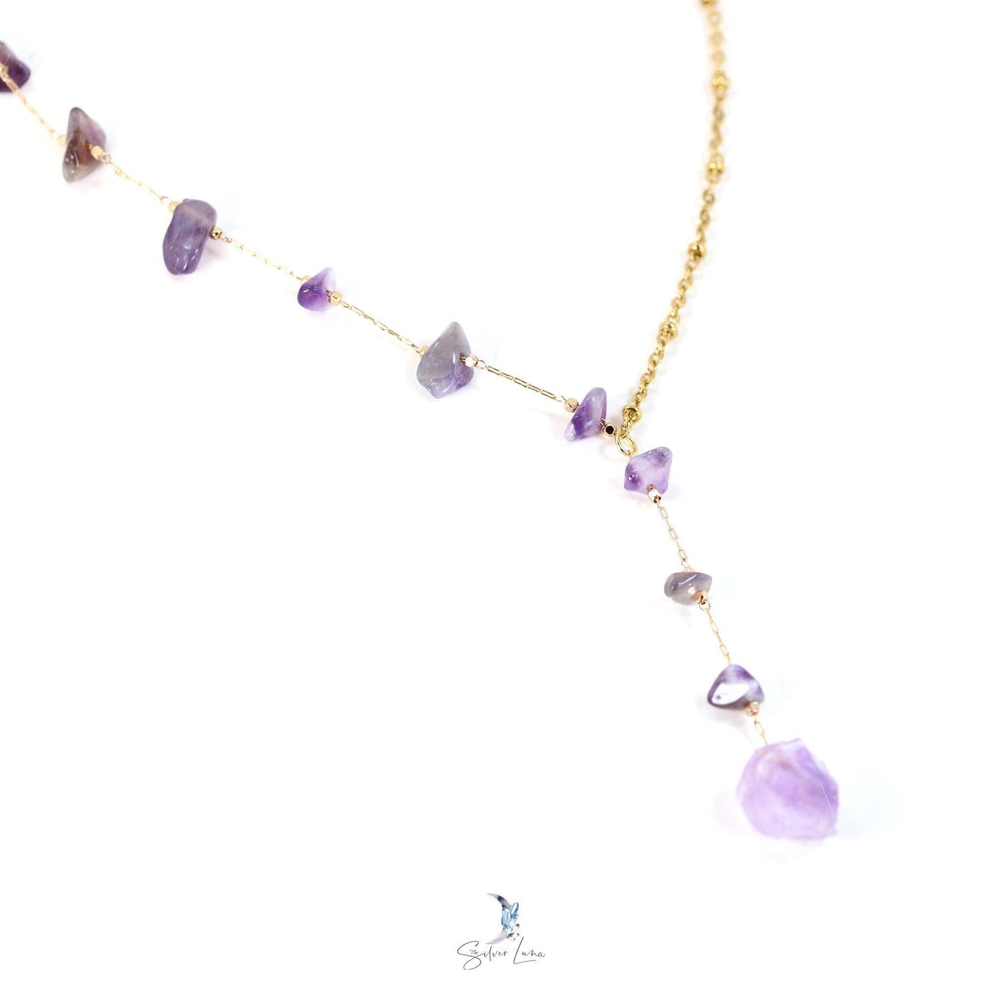 healing Amethyst Y pendant necklace