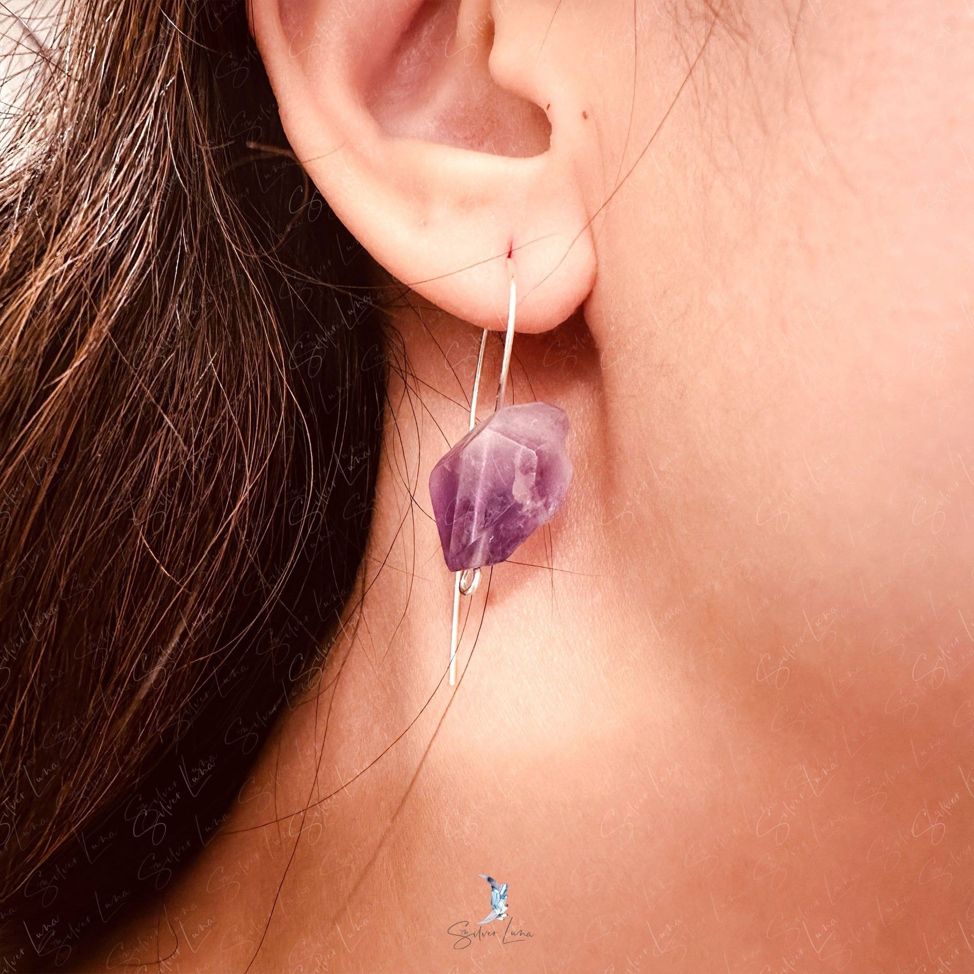 Amethyst raw stone earrings