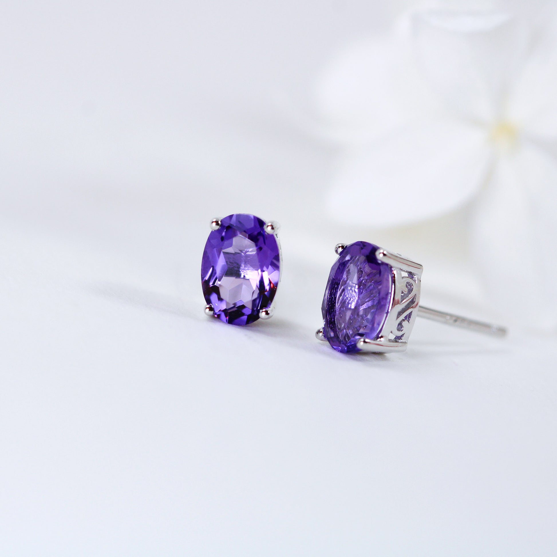 Amethyst sterling silver stud earrings 