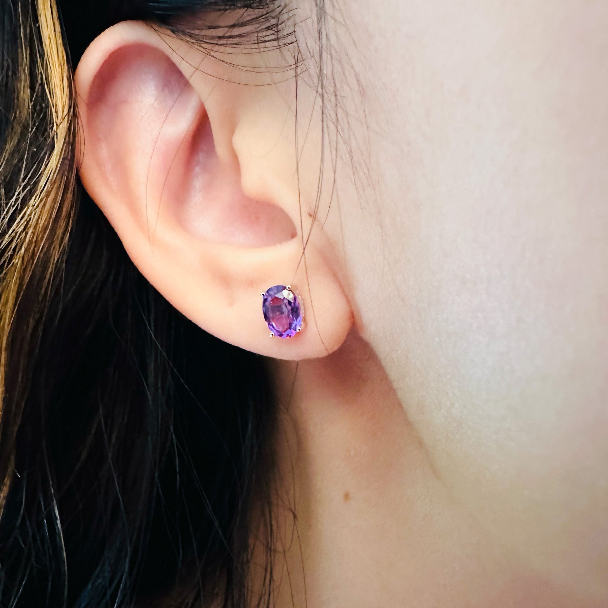 Amethyst sterling silver stud earrings 