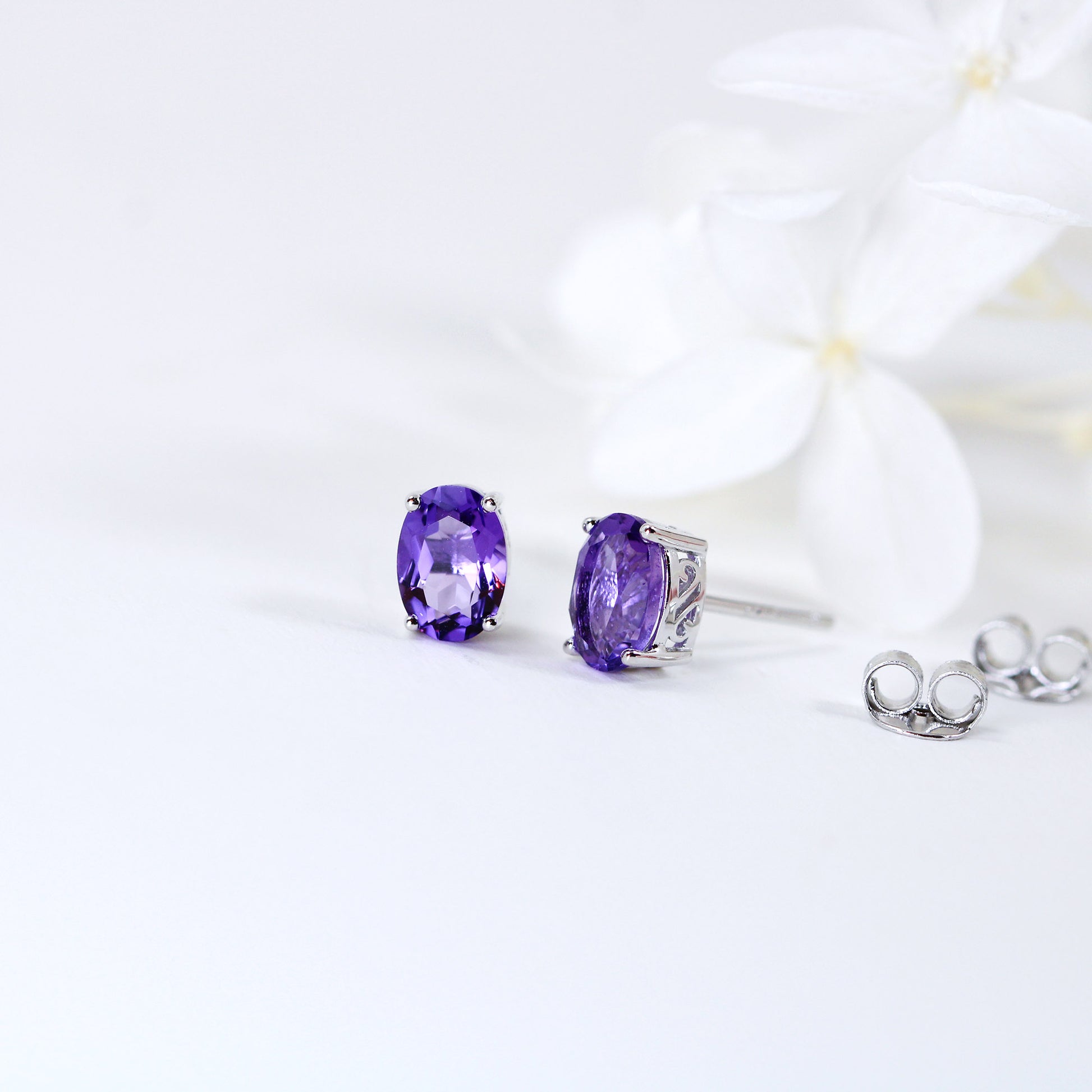 Amethyst sterling silver stud earrings 