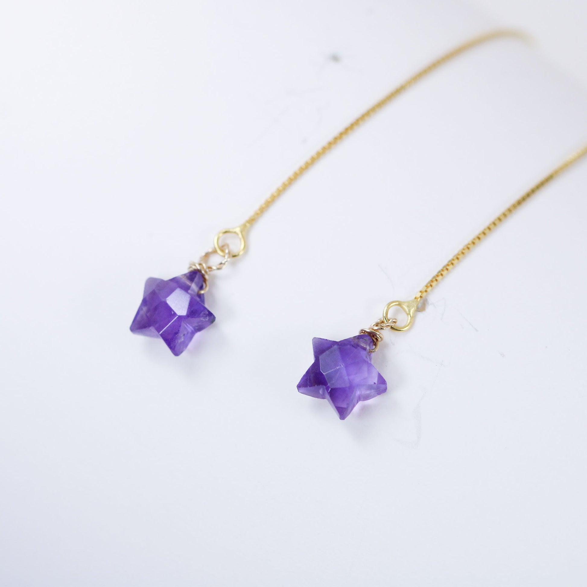 star amethyst ear threaders