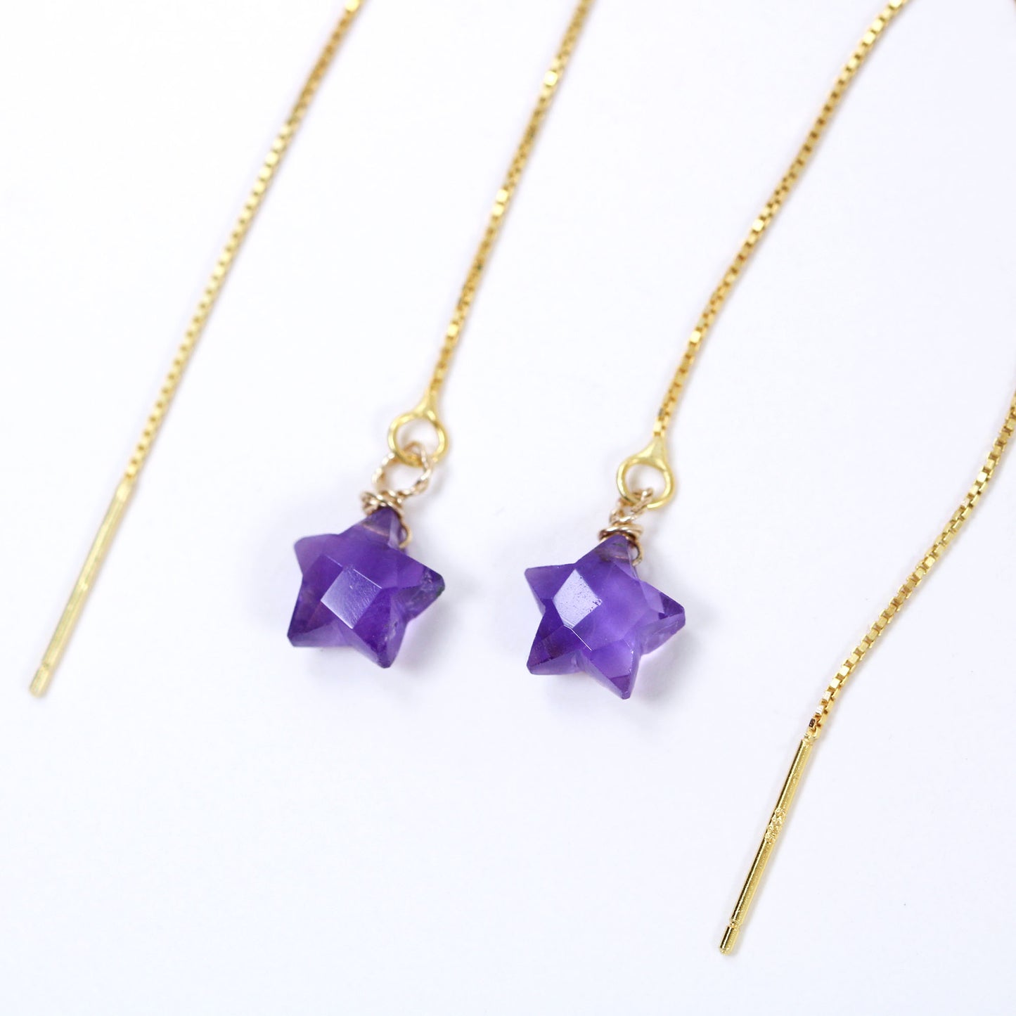 star amethyst ear threaders