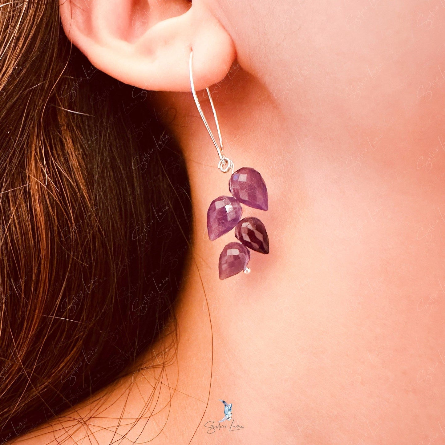 handmade amethyst healing stone earrings