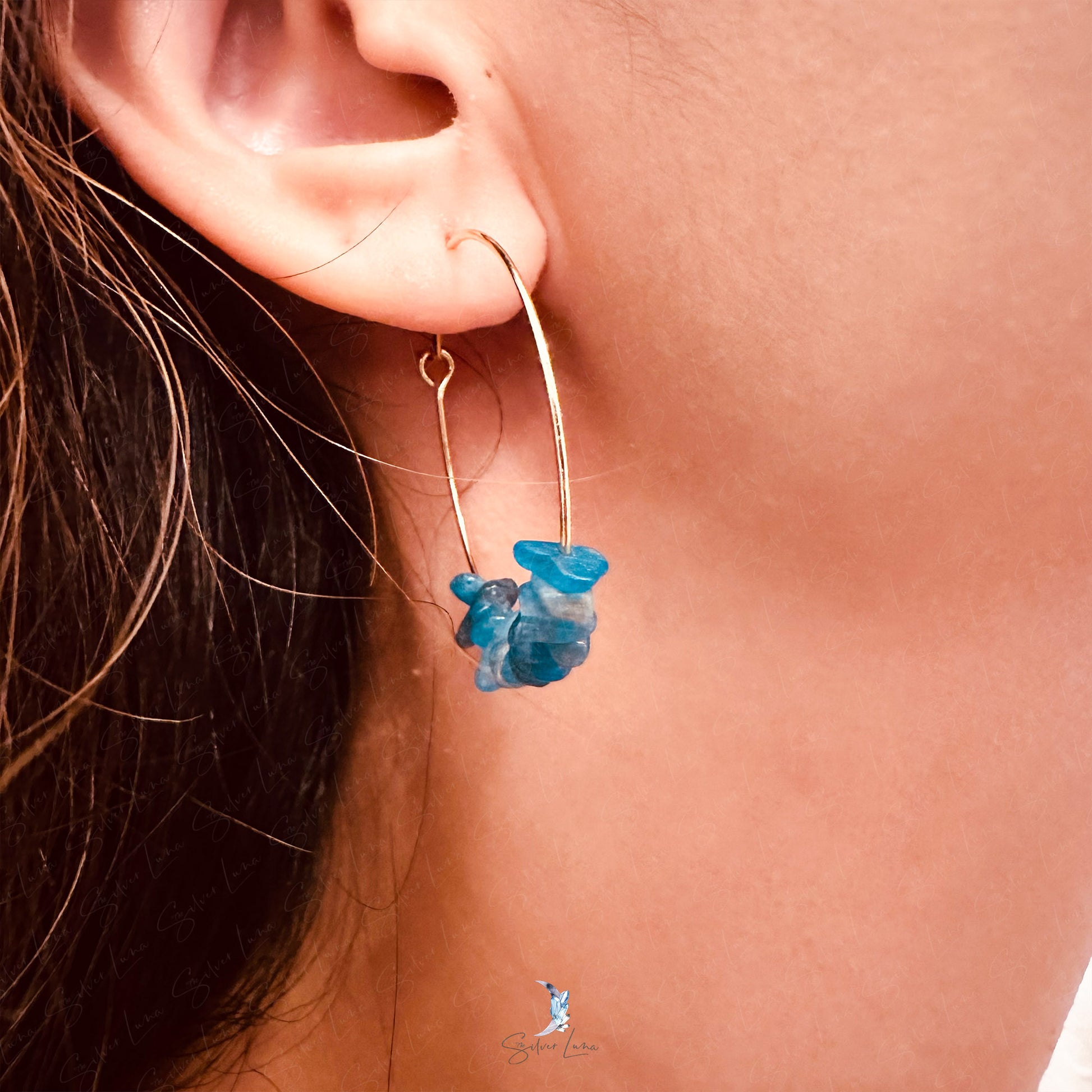 apatite hoop earrings