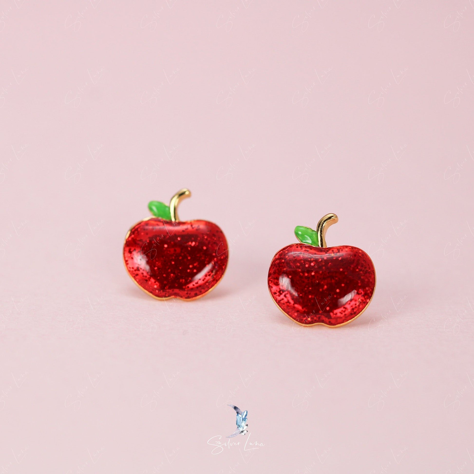 red apple stud earrings