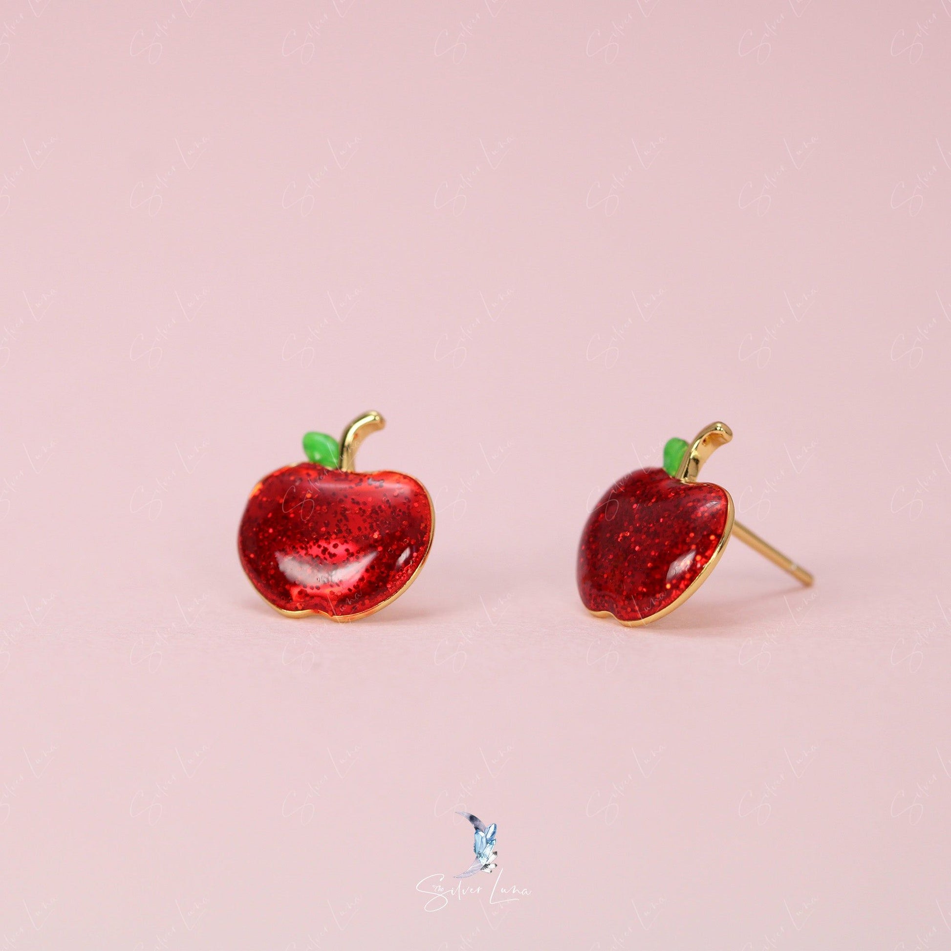 red apple stud earrings