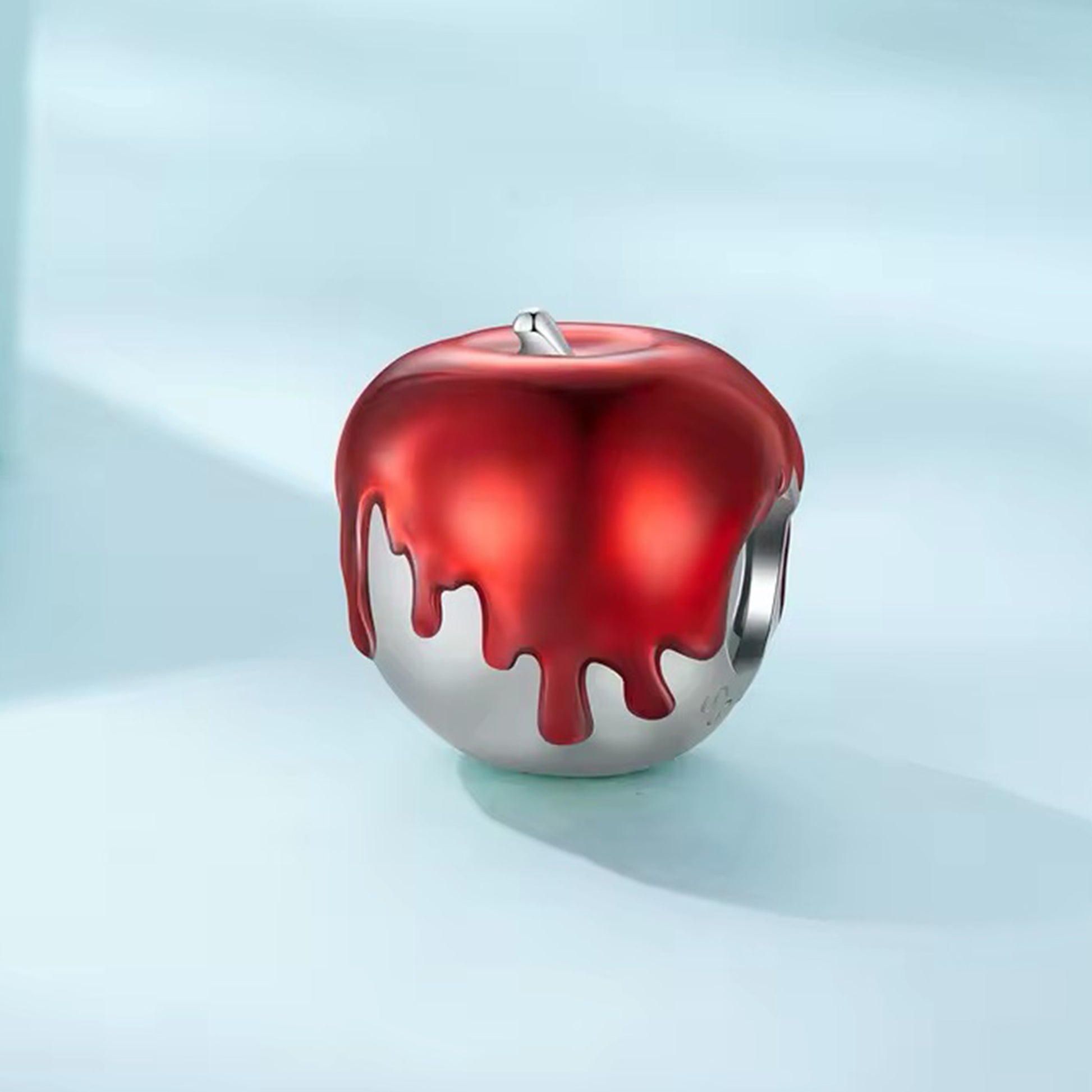 dripping red apple sterling silver charm