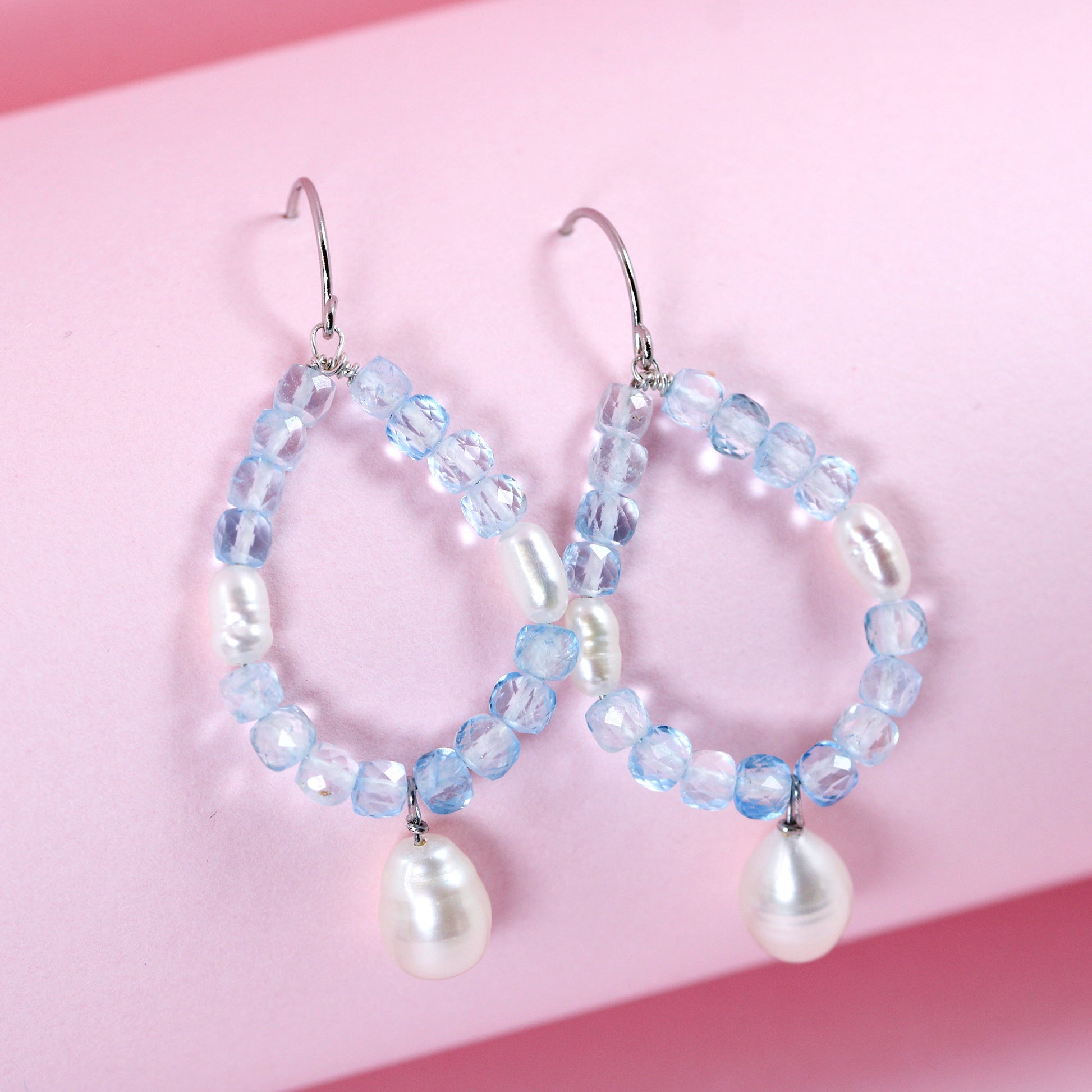 aquamarine and pearl drop earrings