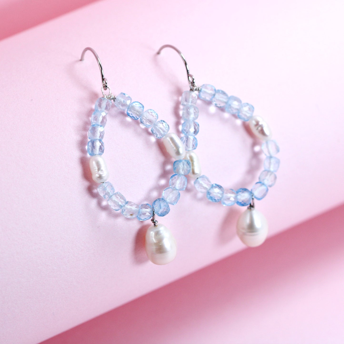 aquamarine and pearl drop earrings