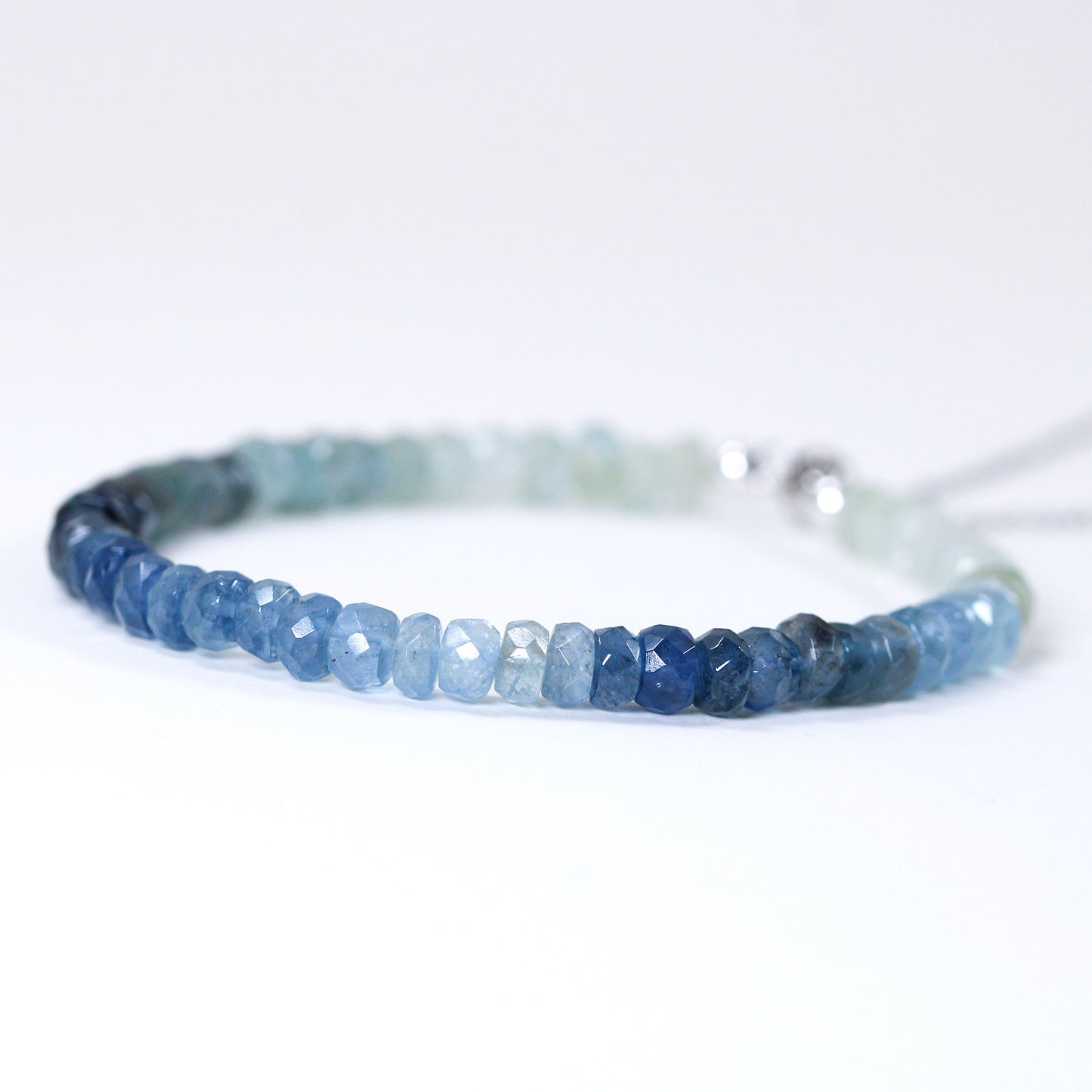 Aquamarine beaded bracelet in sterling silver