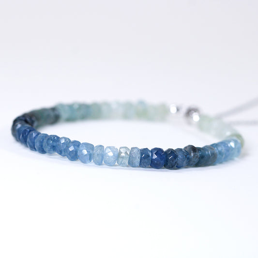 Aquamarine beaded bracelet in sterling silver