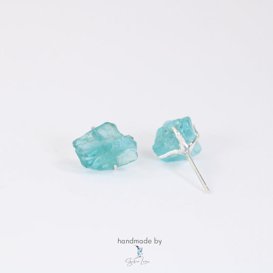 green raw gemstone stud earrings