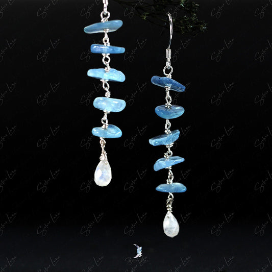 Aquamarine teardrop silver earrings