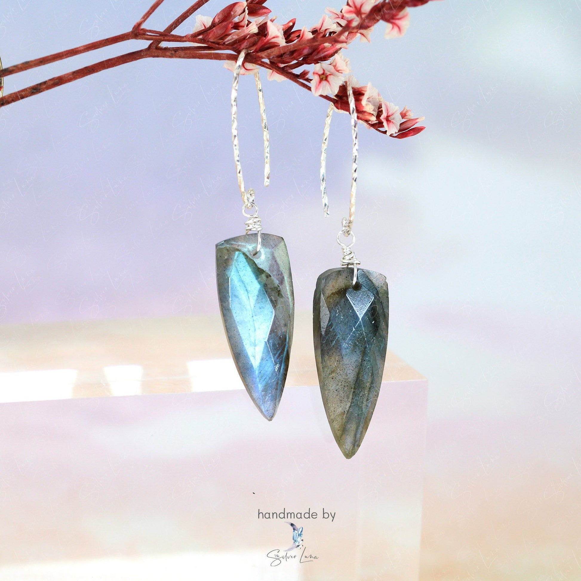 arrow labradorite dangle drop earrings