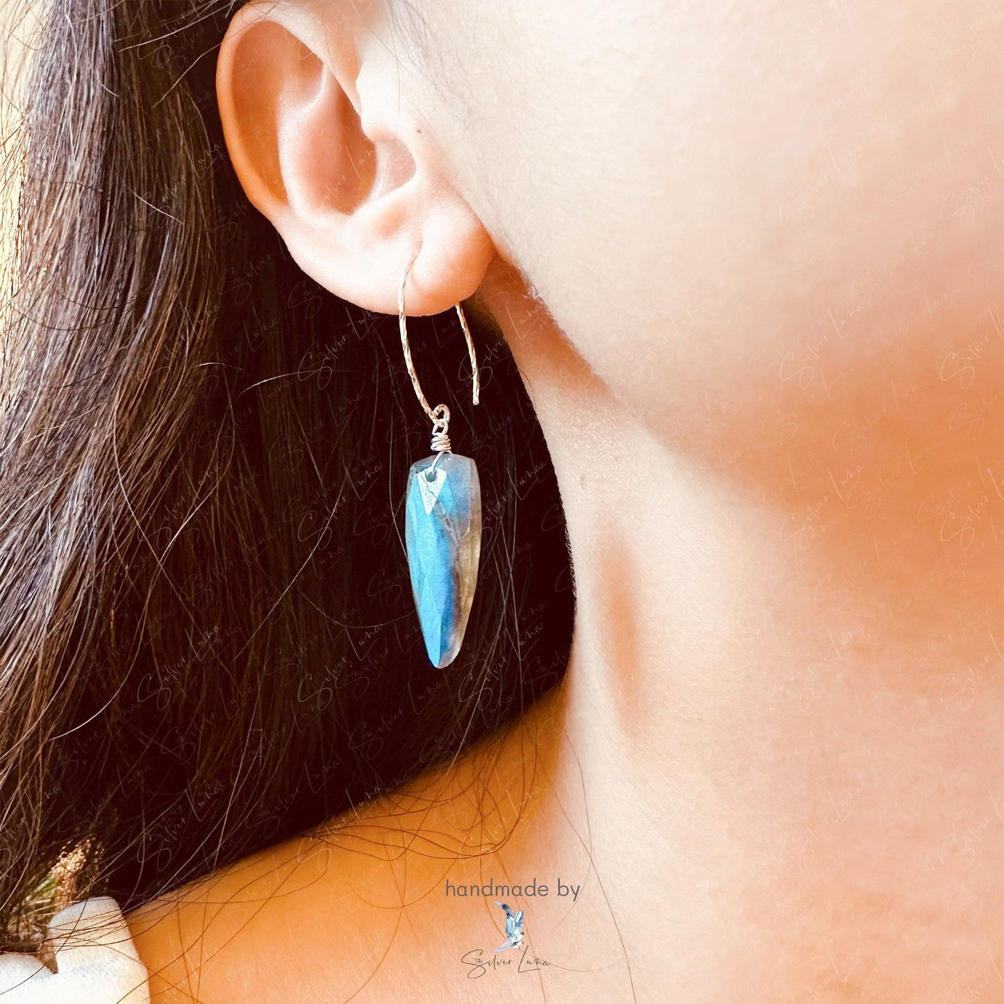 blue flash labradorite earrings