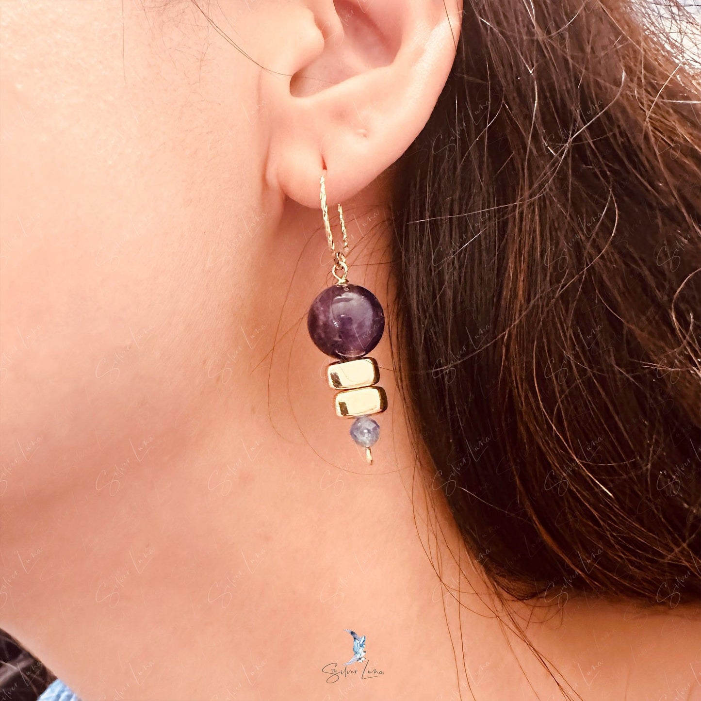 multi stone beaded earrings