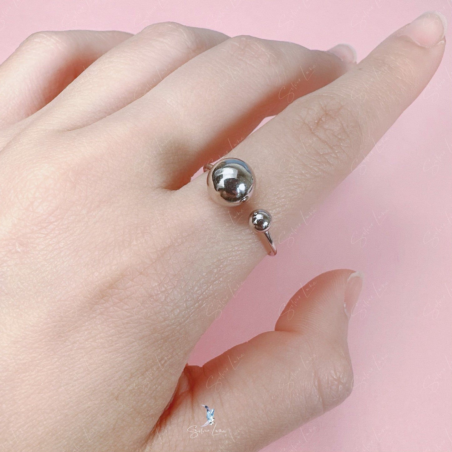 geometric ball shape adjustable ring