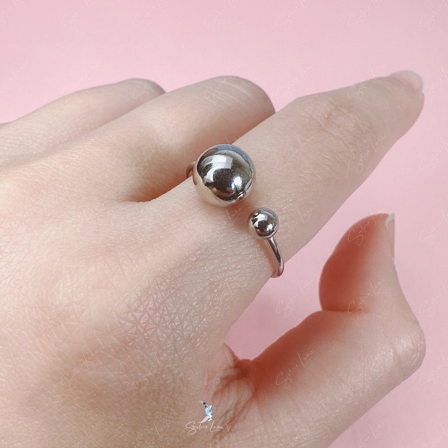 geometric ball shape adjustable ring