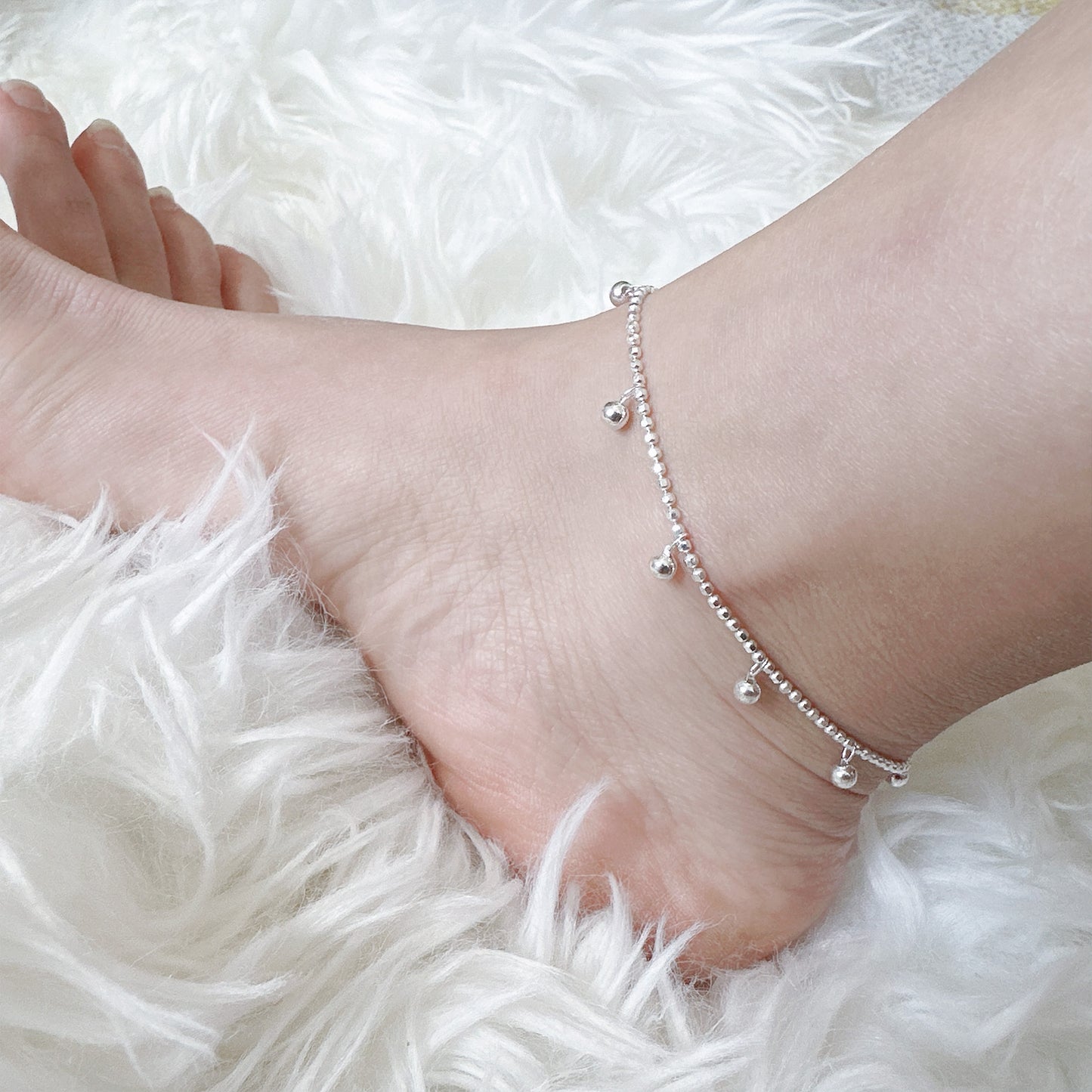 ball charms sterling silver anklet