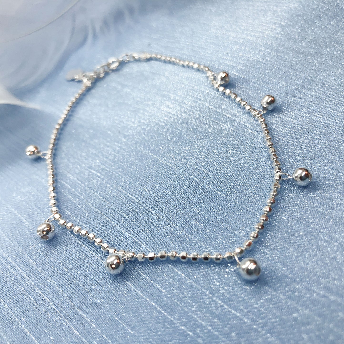 ball charms sterling silver anklet