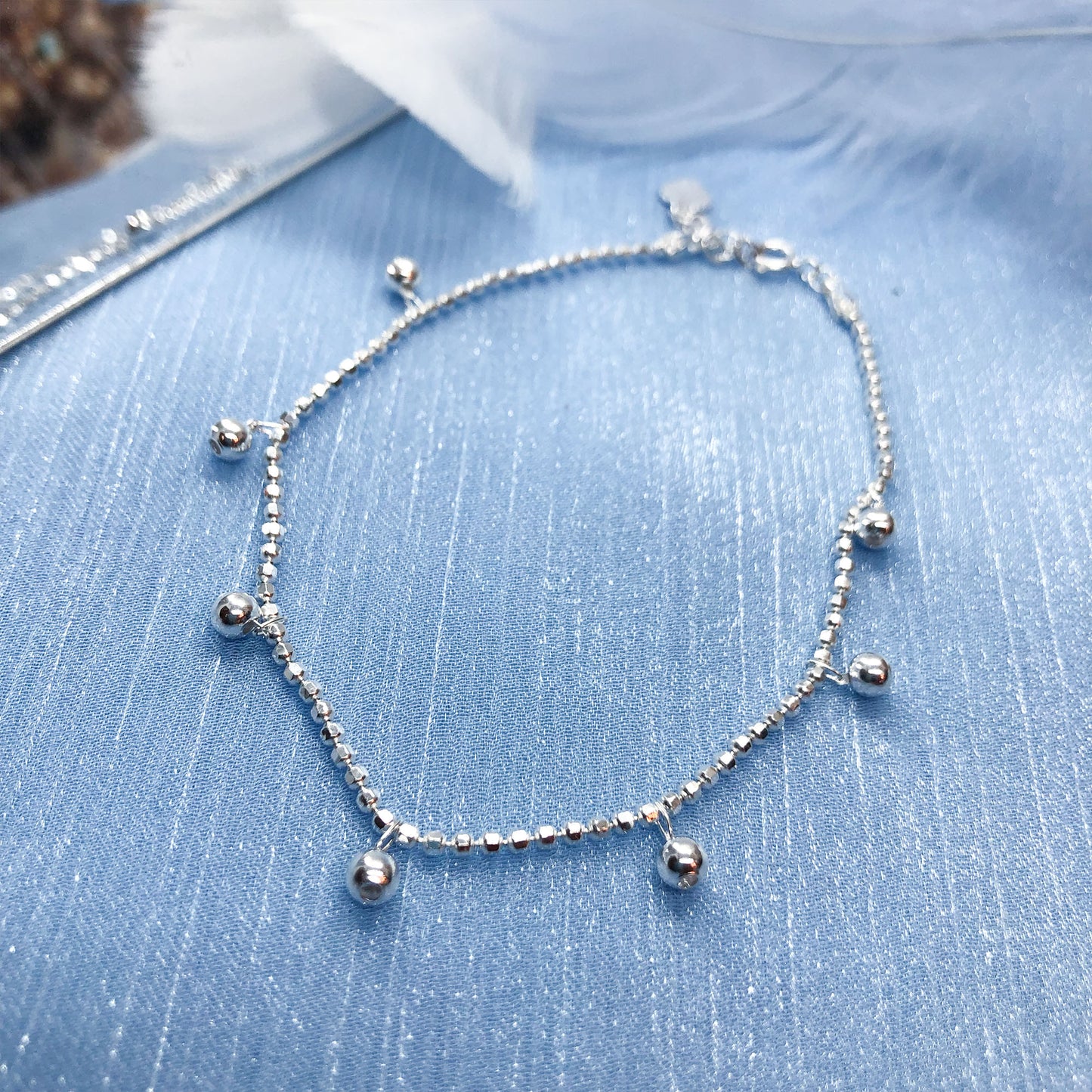 ball charms silver ankle bracelet