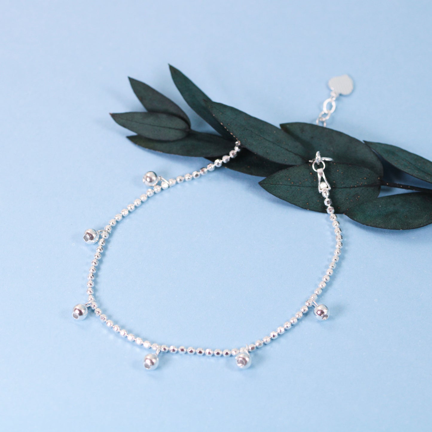 ball charms sterling silver ankle bracelet