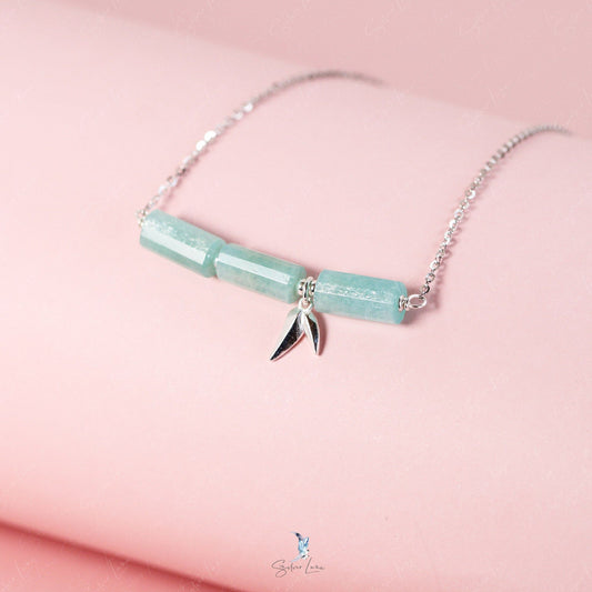 bamboo shoot sterling silver Amazonite necklace