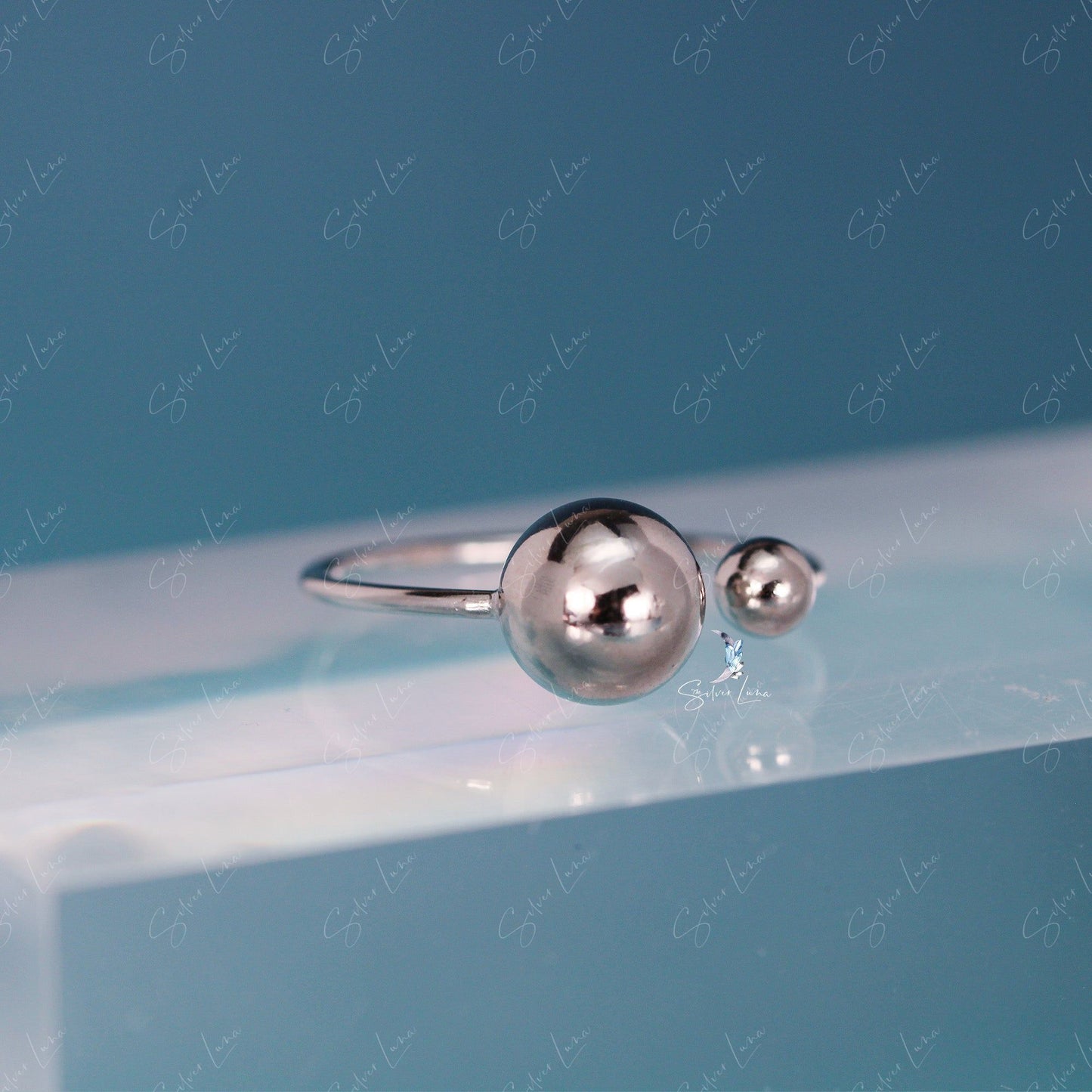 geometric ball shape adjustable ring