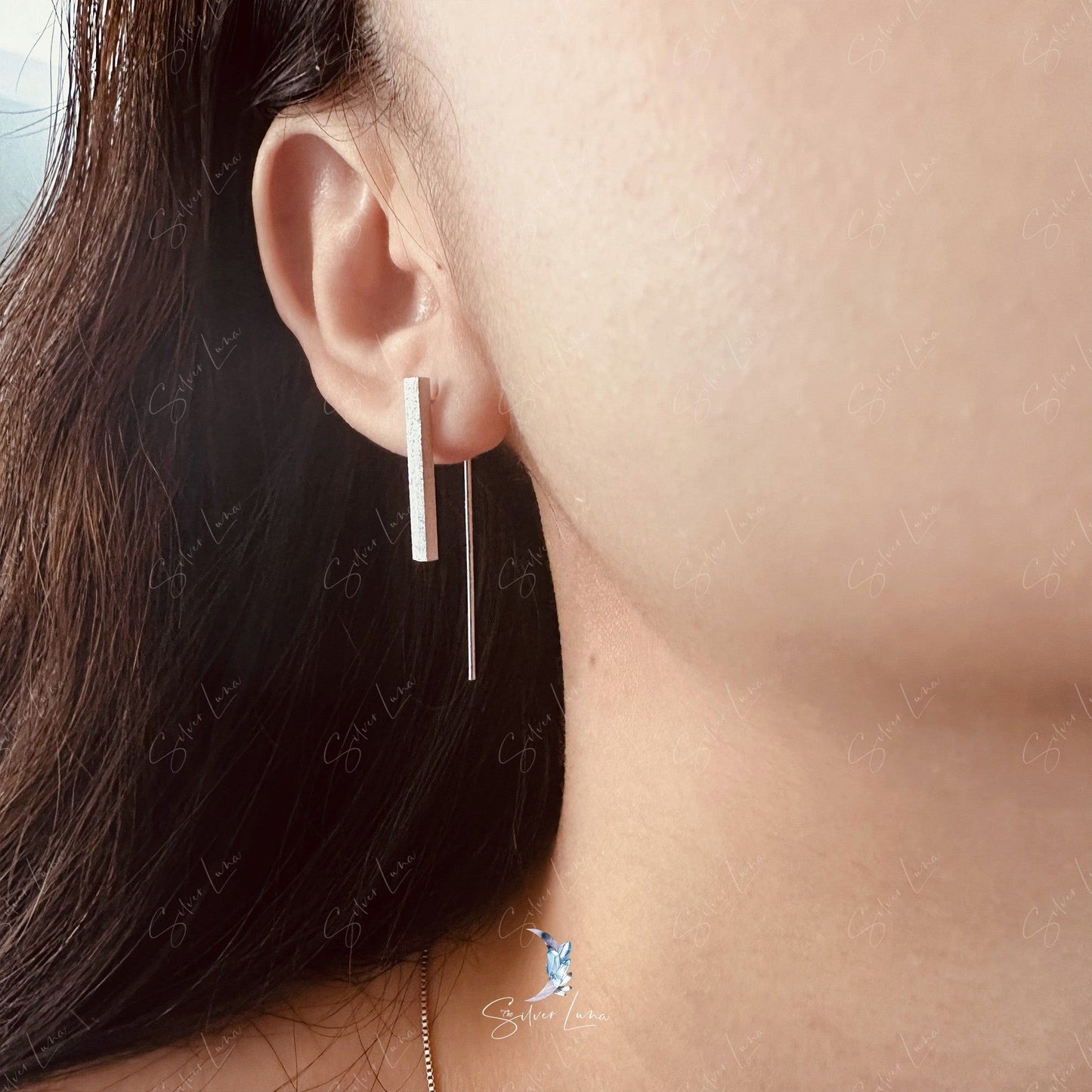 geometric long bar minimalist earrings