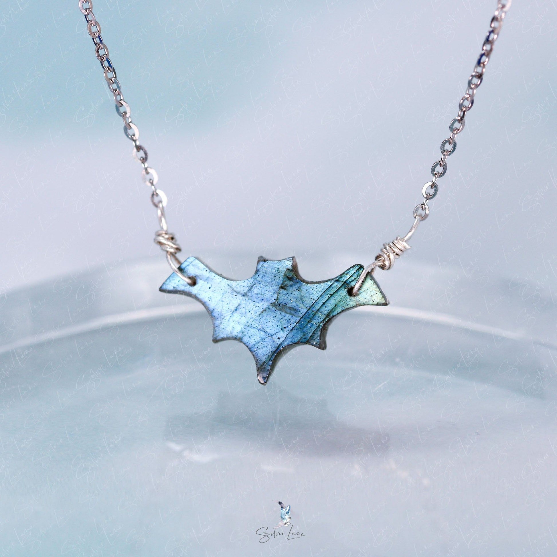 Unique bat Labradorite necklace