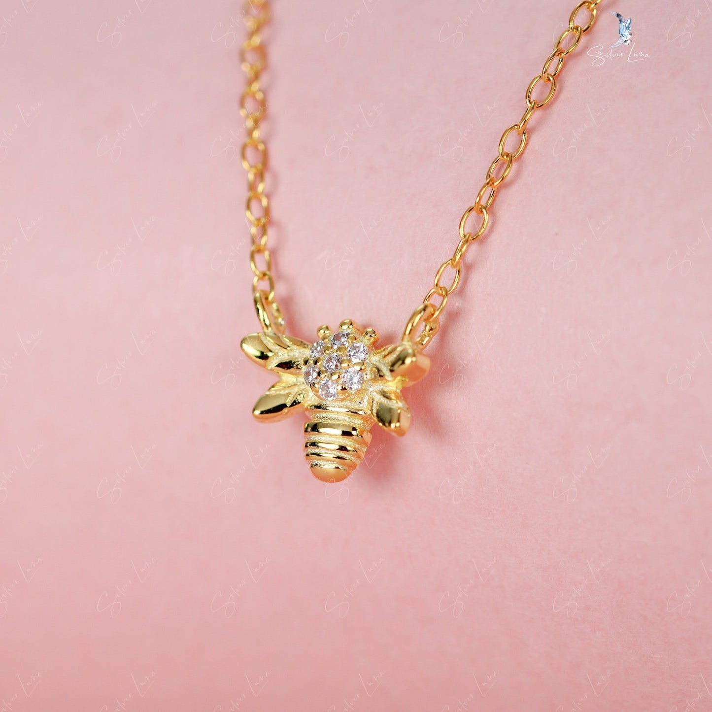 tiny bee pendant necklace