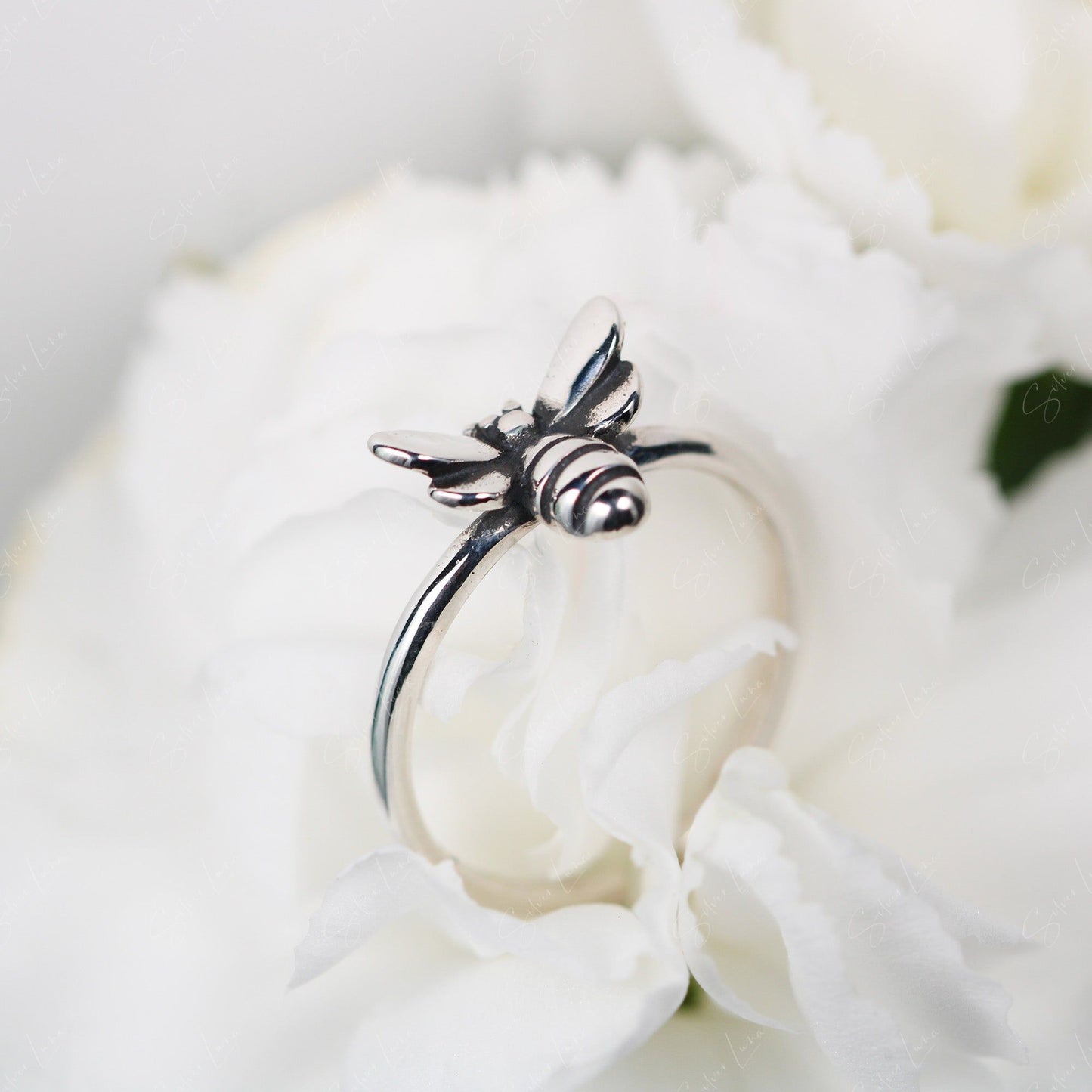 cute bee silver ring