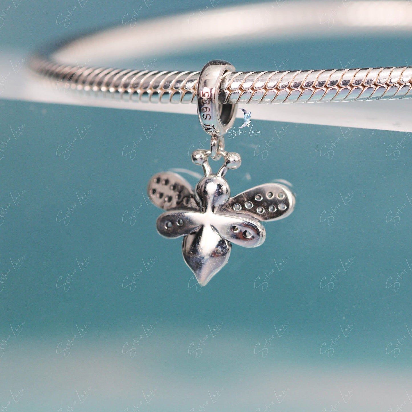 Silver honey bee pendant charms