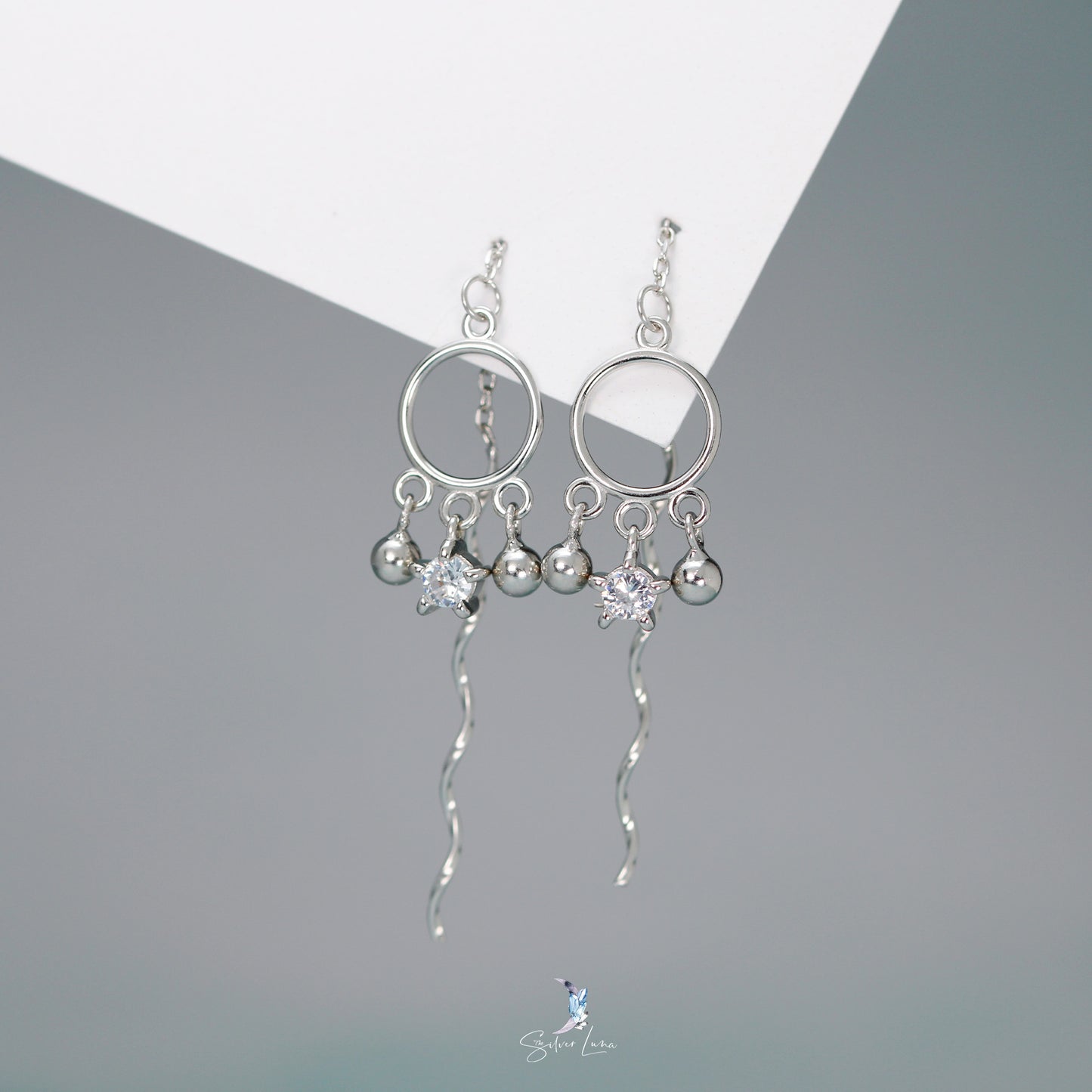 bell charm ear threader earrings