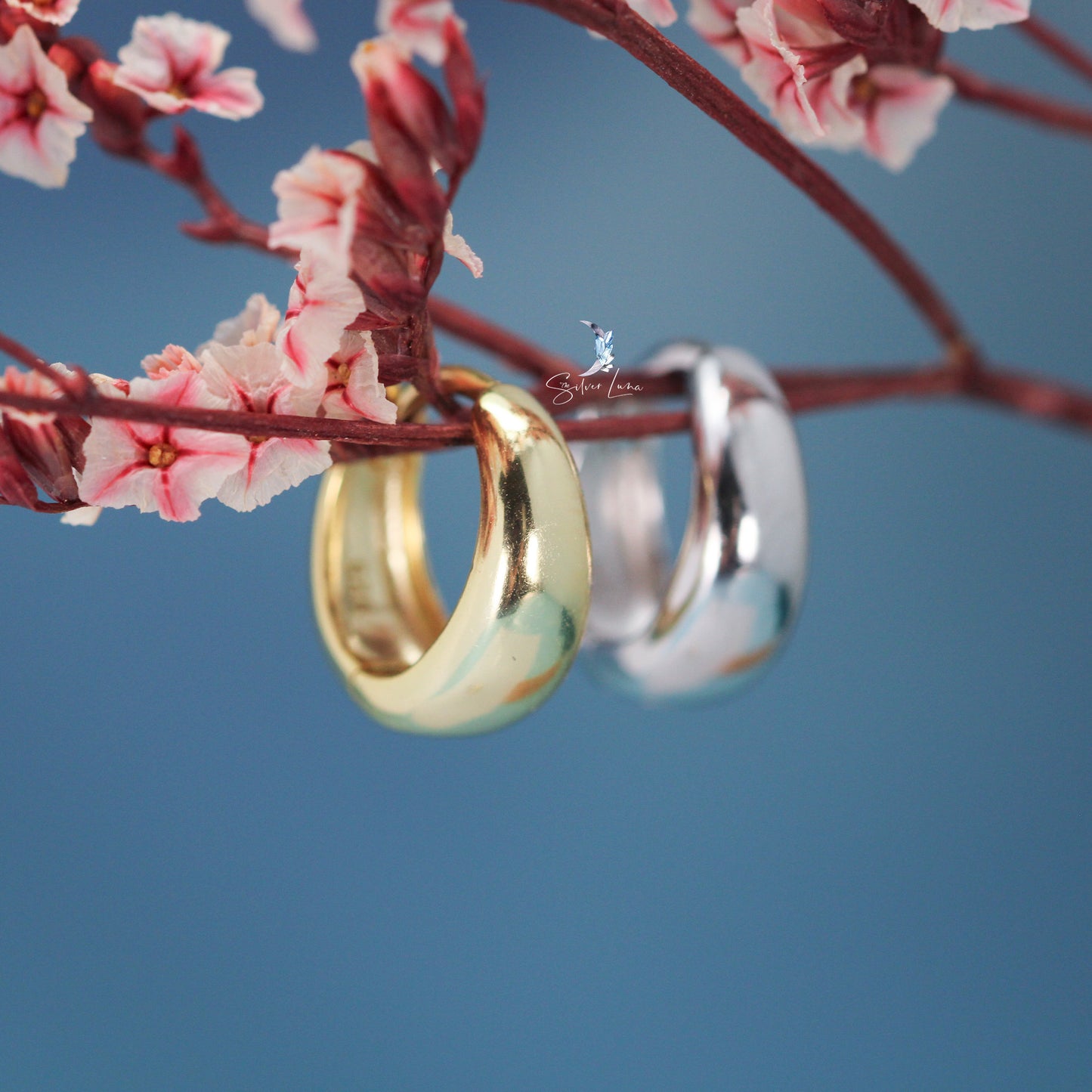 Fat hoop sterling silver earrings in sterling silver