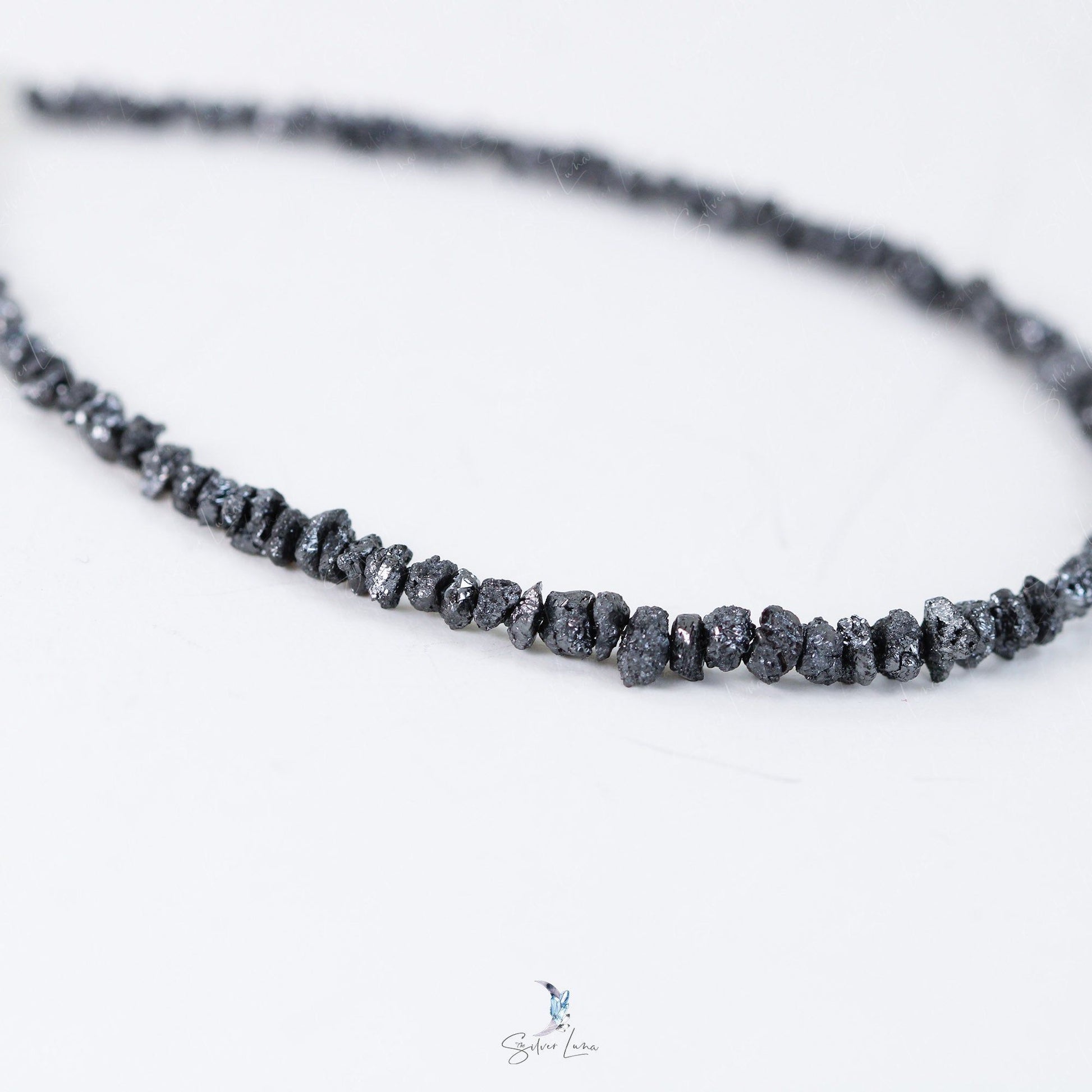 black diamond natural chip stone beaded bracelet