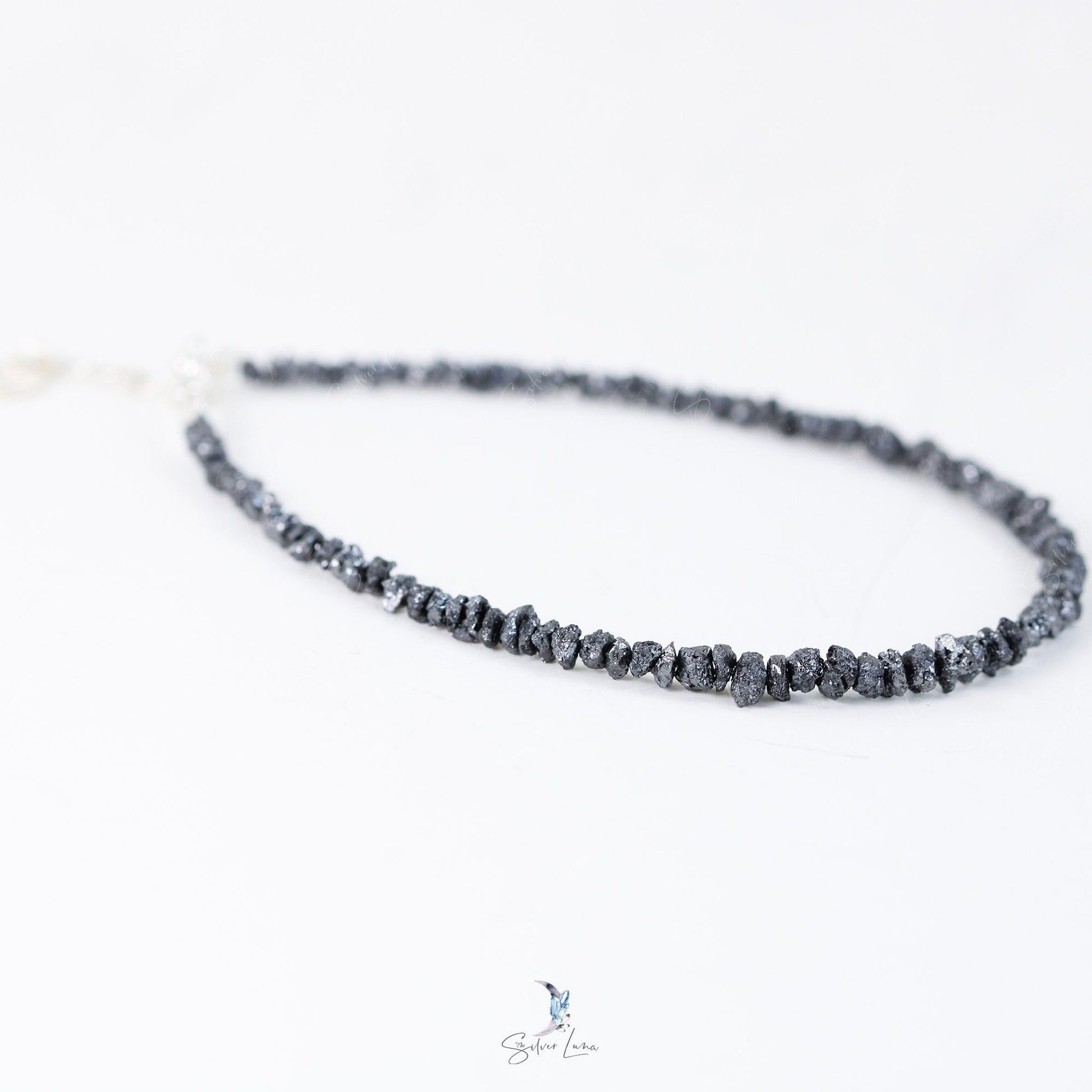 black diamond natural stone beaded bracelet