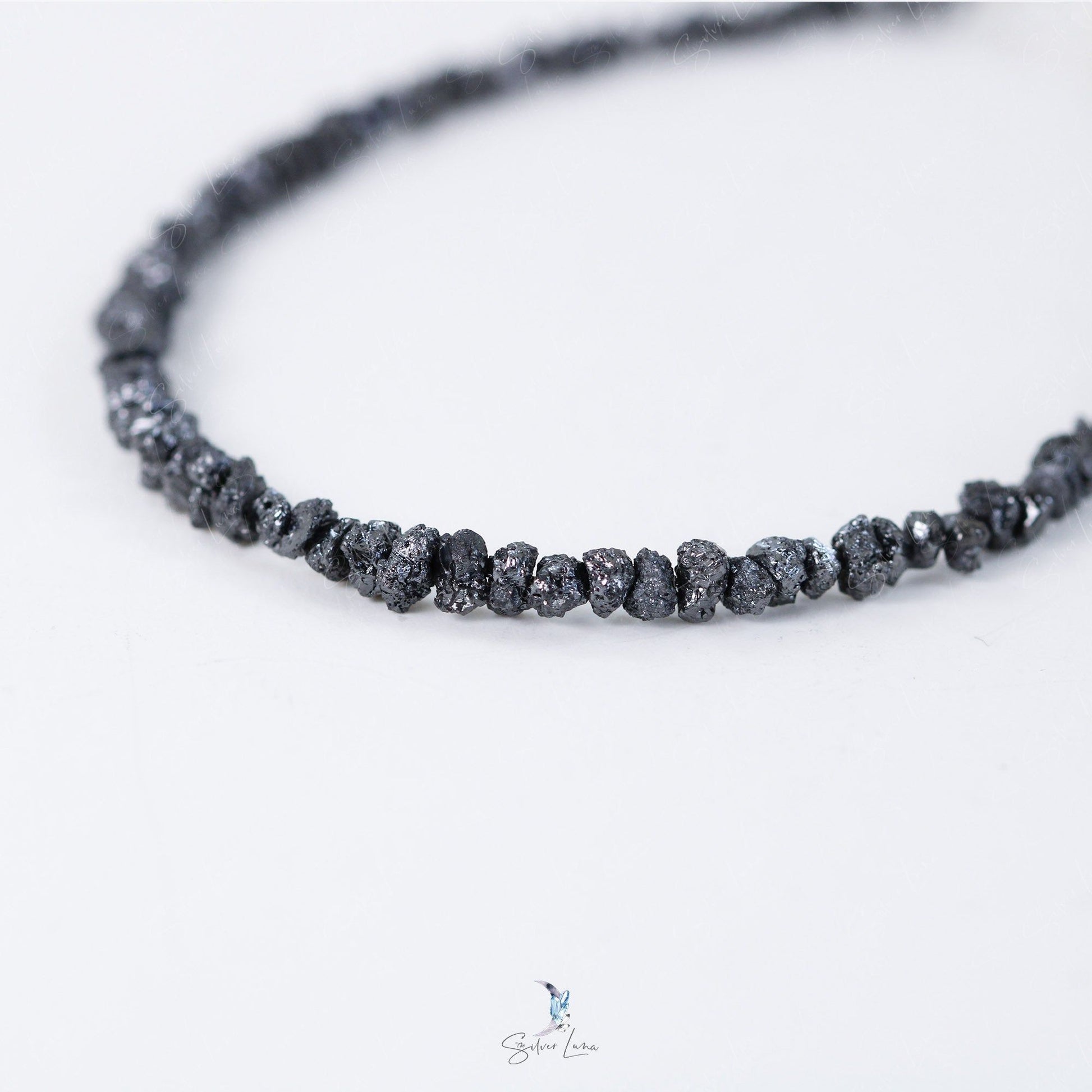 black diamond natural stone beaded bracelet