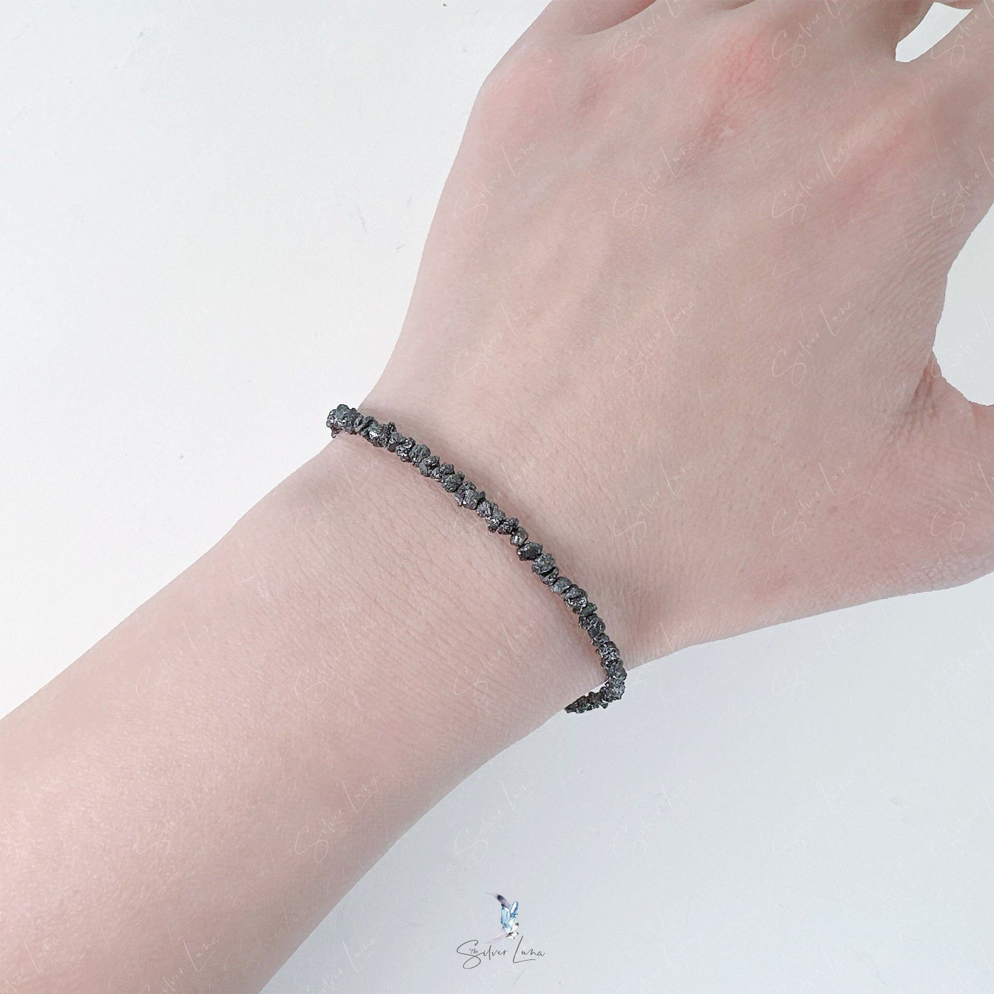 black diamond sterling silver bracelet