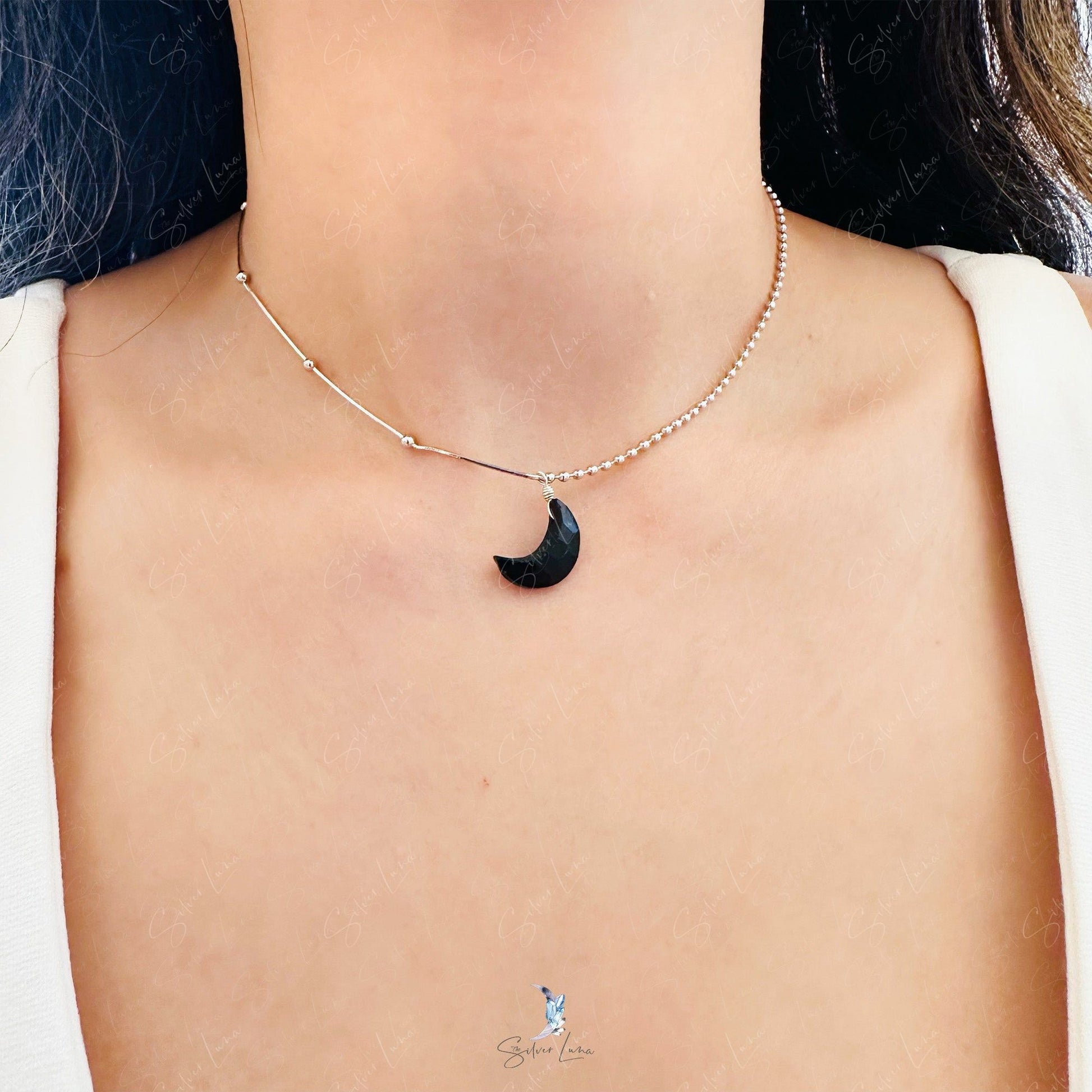 black moon sterling silver choker